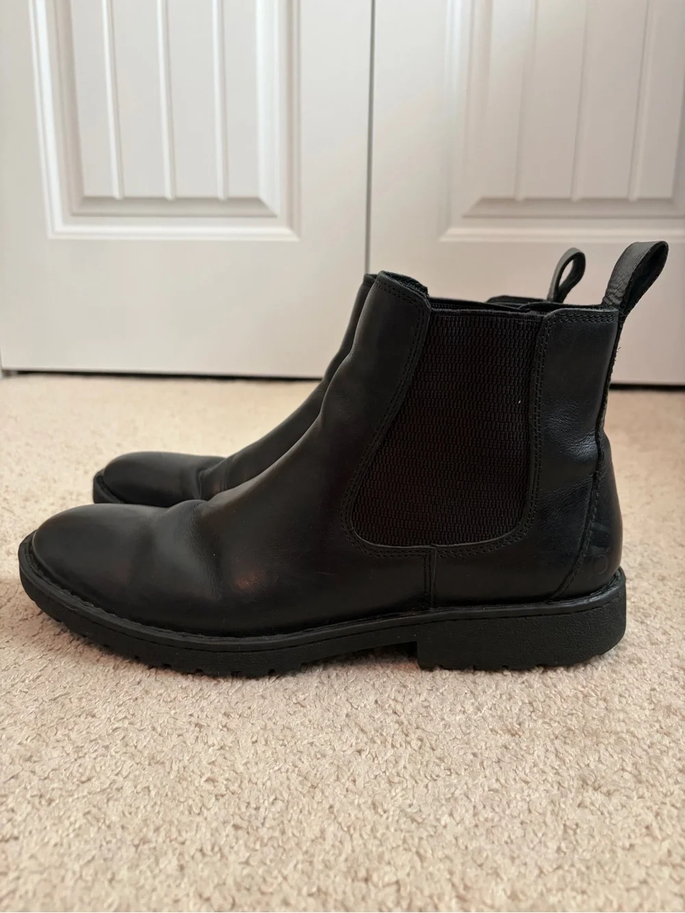 Born Men's Black Leather Chelsea Ankle Boots Slip-On Comfort Round Toe Sz 11.5 M